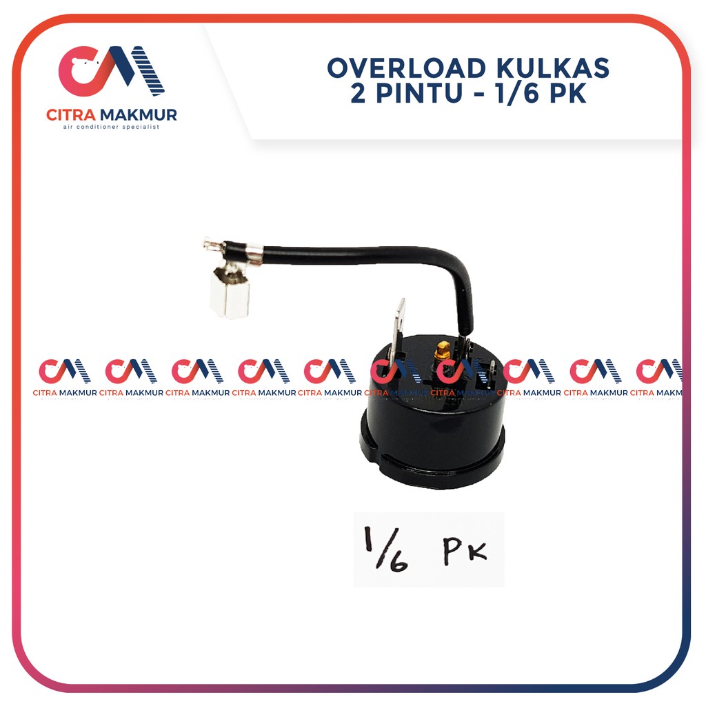 Overload Klixon Kulkas dua pintu 2 bulat 1/6 pk hitam refrigerator bimetal kompresor over load