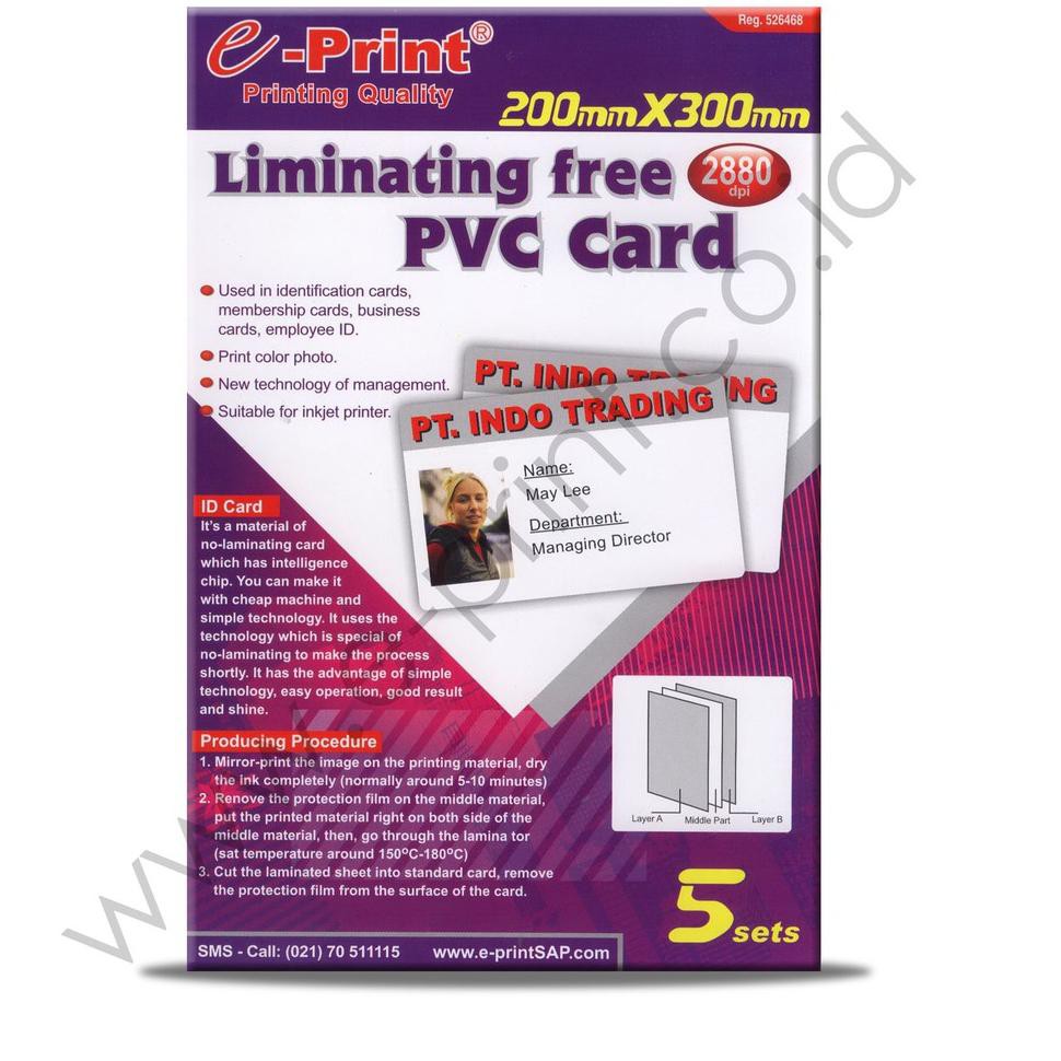 

Diskon Besar2an !! KERTAS PVC BAHAN ID CARD E-PRINT A4 ISI 5 LEMBAR 2880 dpi !!!!