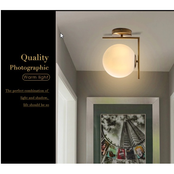 Nordic Lampu Hias Dinding Model Antik Bola kaca 220V untuk Koridor &amp; Kamar Tidur frame besi antik vintage wall Nordic glass ball lamp Modern Led Light Gold Glass Ball Wall Lamp Living Room Bathroom Bedroom Bedside Entrance Porch Indoor Lighting Decoration