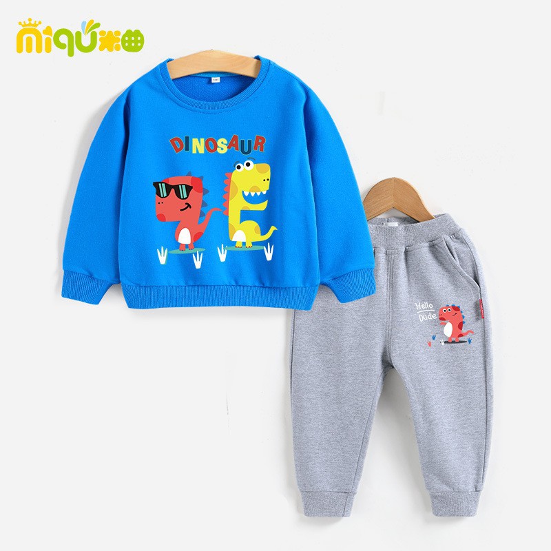 plazababyku PASSWORD DINO DUDE Setelan Sweater 1 - 7 Tahun Baju Anak BerKualitas