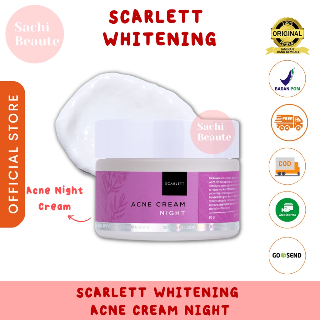 Scarlett Whitening Acne Night Cream Sachi Beaute