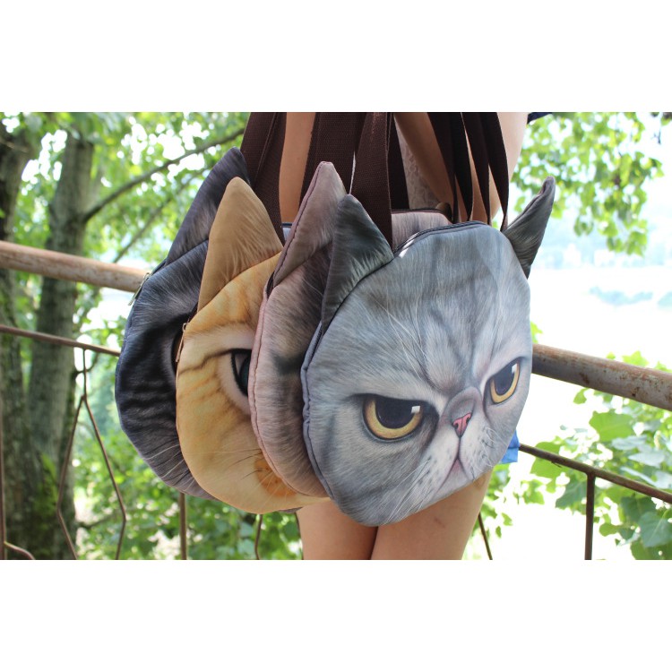 TFCS-10 blue cat shoulder bag tas bahu 3D print kucing besar jumbo