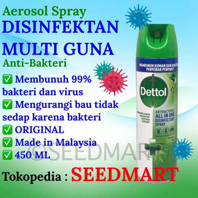 Terbaru Dettol Disinfectant Spray Original 450Ml - Hijau