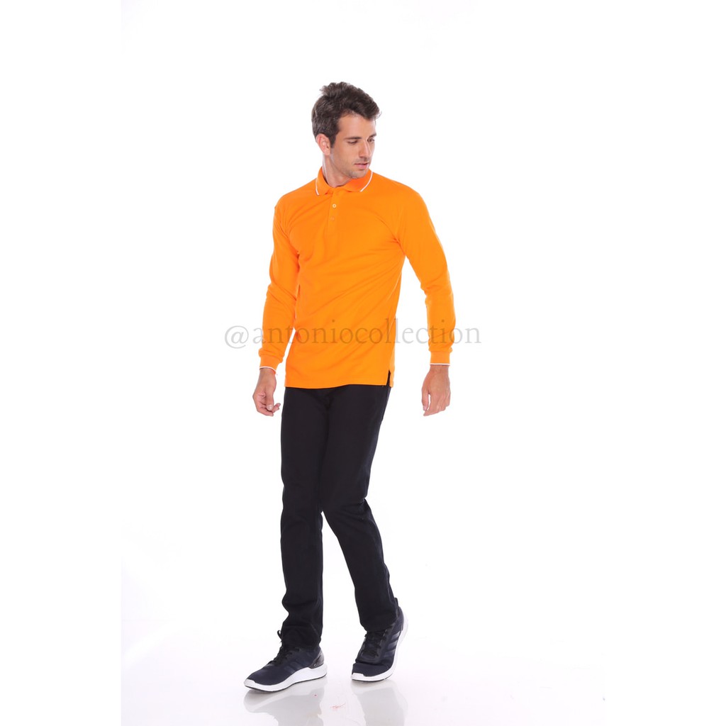 Kaos Polo Shirt Orange / Kaos Kerah / Kaos Polo Lengan Panjang