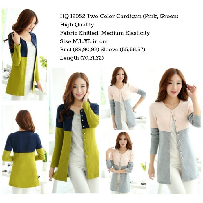 Two Color Cardigan (GREY PINK size L,XL) h f2052 import