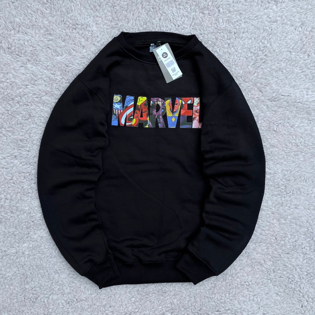 Sweater Hoodie Crewneck Marvel H&amp;M Black Premium Full Tag | Hoodie Kasual | Crewneck Marvel Black