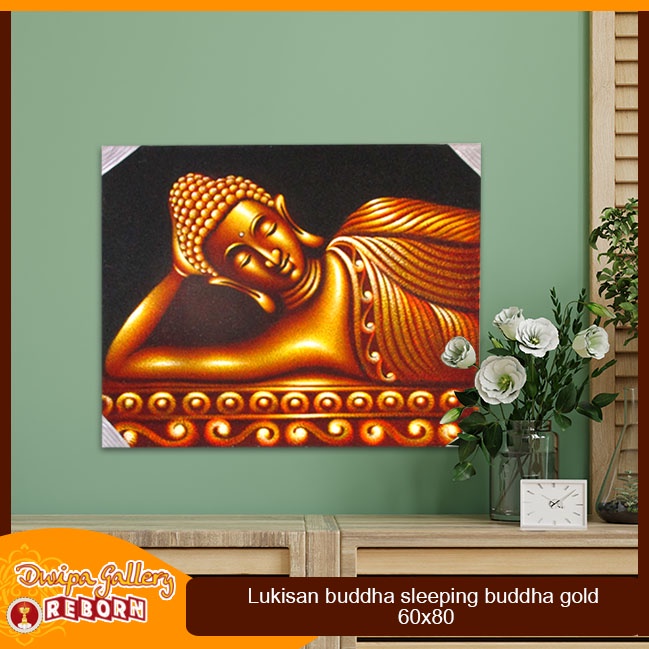 Lukisan Buddha sleeping Buddha Gold 60 x 80