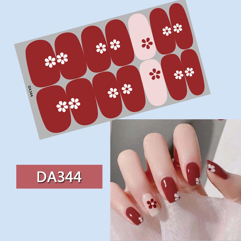 DA341-360 Finger DIY Nail Sticker Fashion 3D Bronzing Nail Sticker False Nails Art 14Pcs/sheet