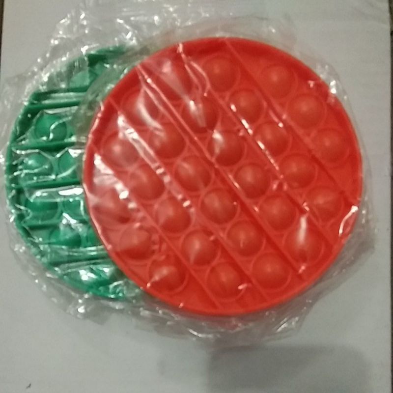 Mainan Fidget Pop It Bulat Warna Pelangi Untuk Penghilang Stress Anak-Bulat polos random