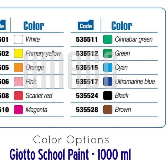 

۝ GIOTTO SCHOOL PAINT - SCARLET RED - 1.000 ml - 535508 ☁
