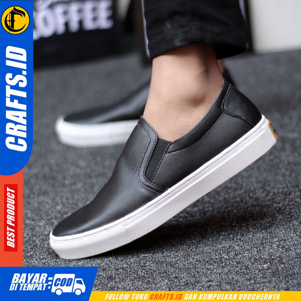 Crafts Britanic - Sepatu Kulit Slip On Casual Kerja Pria