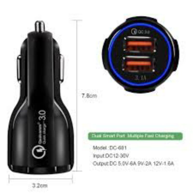 Car Charger Quick Charge 3.0 Qualcomm / Charger Mobil Quick Charge