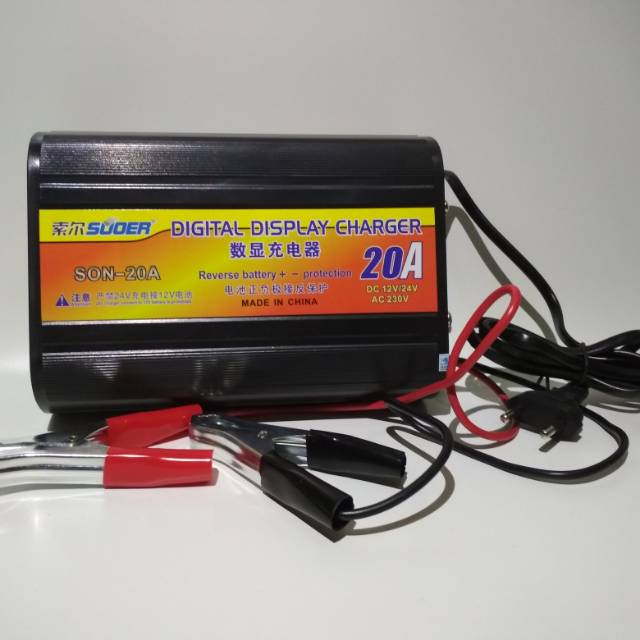 Cas Aki 12 24 Volt Truk Bus 20 Ampere Suoer SON 20A Charger Otomatis