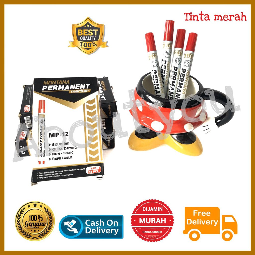 

SPIDOL permanen MERAH permanent marker RED besar premium