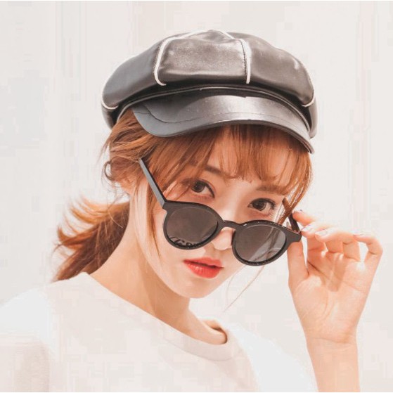 Kacamata Hitam Model Korea Retro Frame Bulat Fashion Pria Wanita