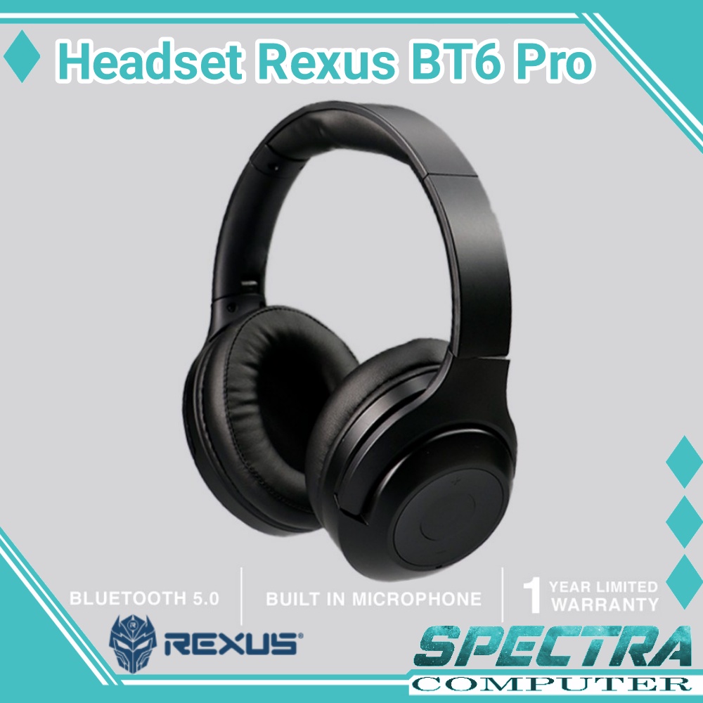 Headset Bluetooth Rexus BT-6 PRO Black - Headphone Wireless BT6 PRO