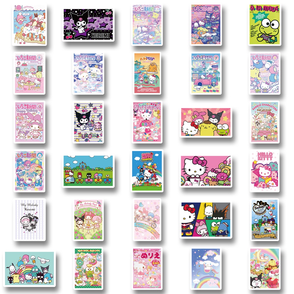 62pcs Stiker poster Motif Kartun Sanrio Anti Air Untuk Dekorasi laptop / laptop / Gelas Air