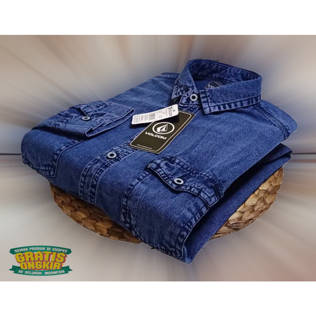 Kemeja jeans pria lengan panjang / Kemeja pria / Kemeja jeans denim terbaru 2022 / kemeja cowok keki