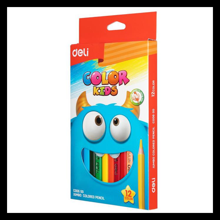 

BEST SELLER DELI Color Kids Jumbo Colored Pencil 12C EC00600 - Pensil warna anak - 6COLOR EC00660