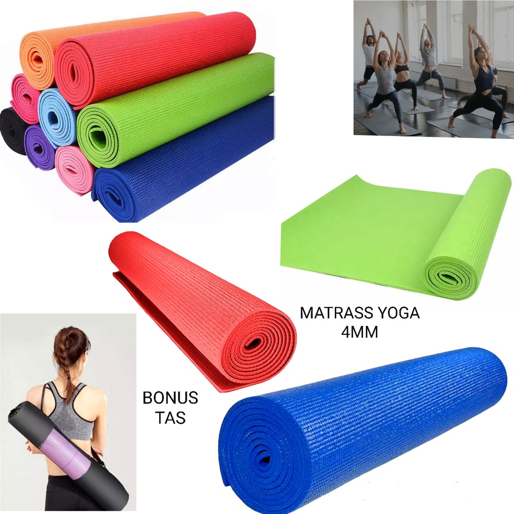 matrass yoga yoga mat karpet spons 4 mm bonus tas | Shopee Indonesia