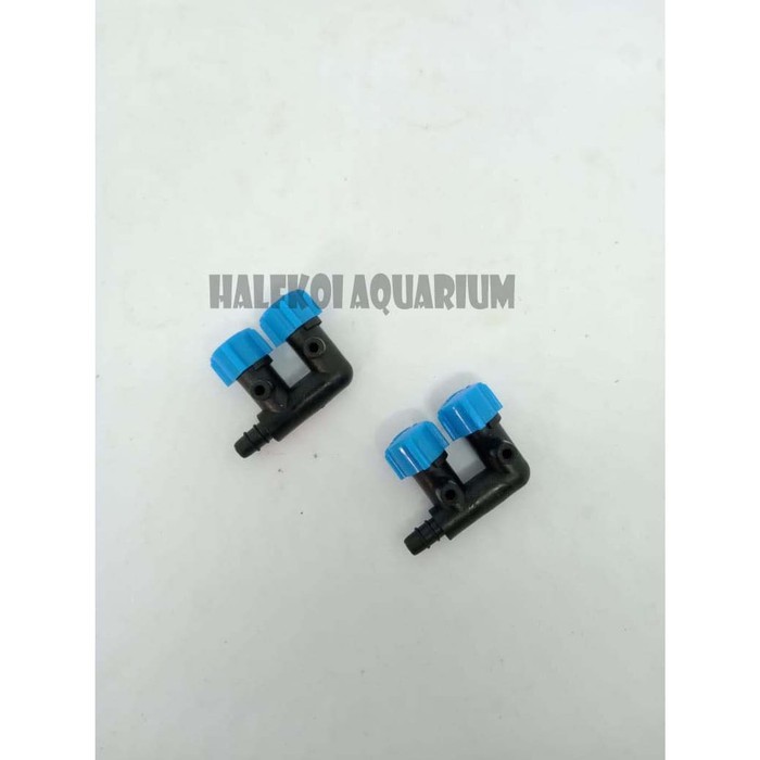 aquarium Kran pengatur mesin pompa udara 2 way multi biru hitam