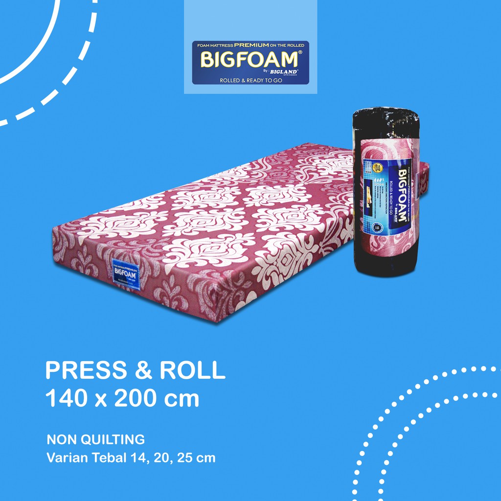 Kasur Busa Bigfoam Press & Roll Uk 140 x 200 Sarung Non Quilting