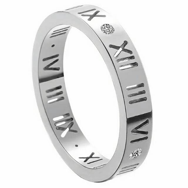 GG cincin Angka Romawi Titanium Premium# CC-111
