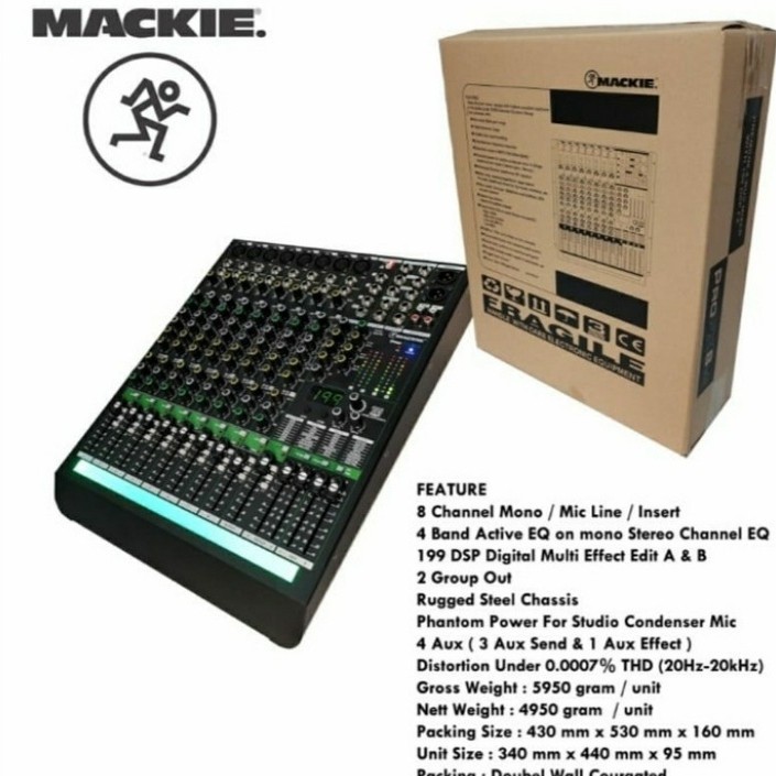 MIXER AUDIO MACKIE PROFX8/PROFX8V3 8CH EFFECT REVERB 199DSP