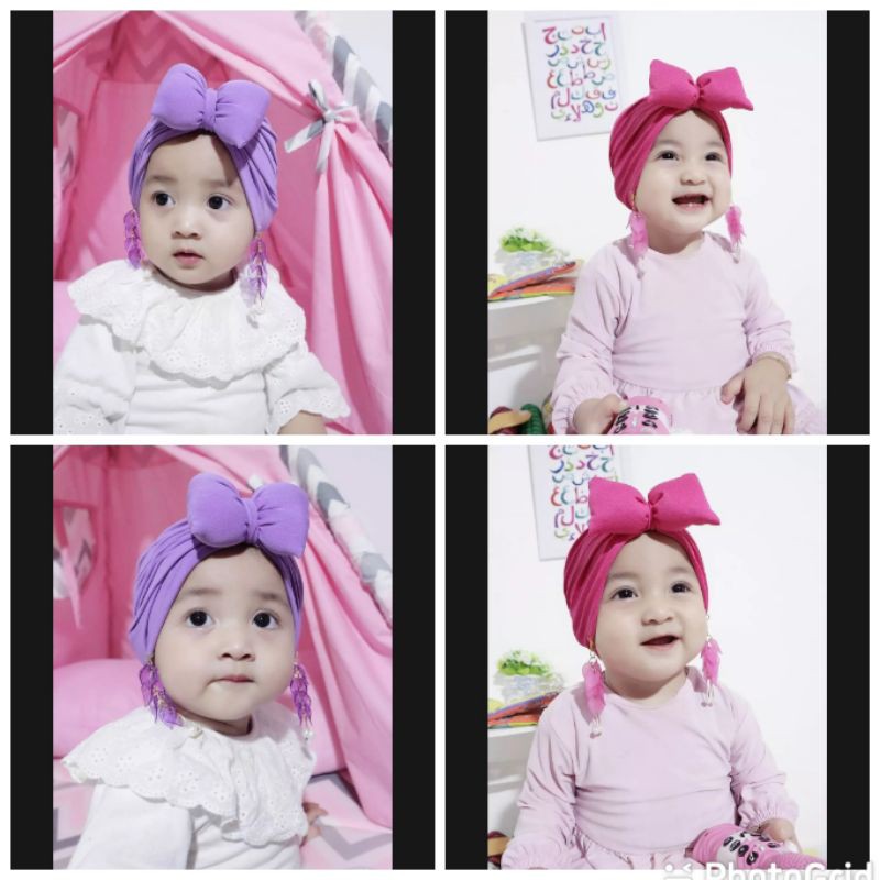 turban Anting daun anak bayi perempuan instant Usia 0 - 3 Tahun | ciput baby new born 6 - 2 thn | bandana Baby Girl newborn import Premium lucu 1 - 5 Bulan