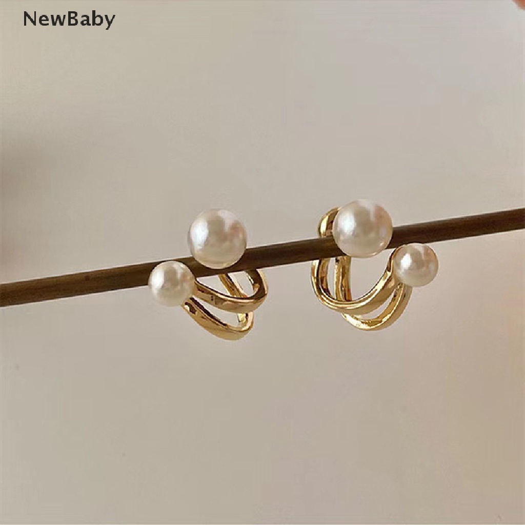 NewBaby 2021 Korean Luxury Pearl Earrings for Women Fashion Simple Pearl Stud Ear Clip ID
