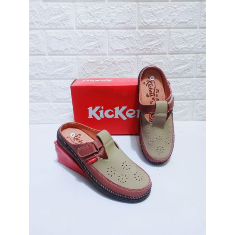 Sandal slop kickers wanita kode kc-KC08 salem cream