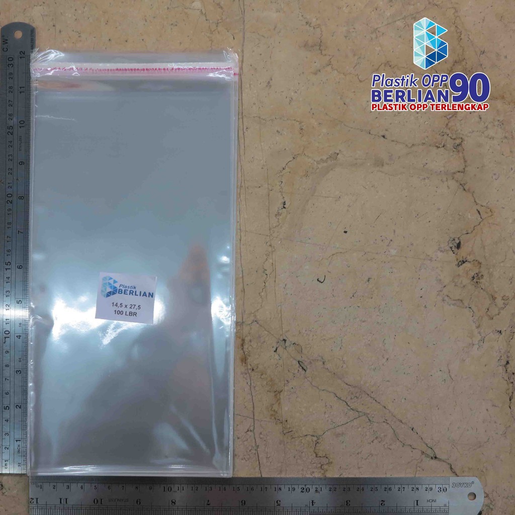 

14,5X27,5 CM PLASTIK OPP (SEAL/LEM) TEBAL 20 MIC ASLI / PLASTIK KEMASAN UNDANGAN / AKSESORIS