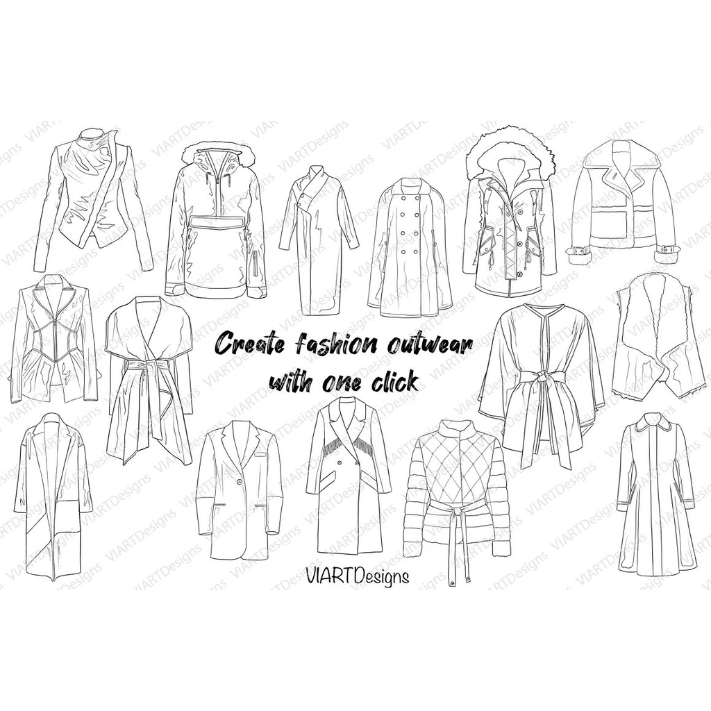 Procreate Brush - 75 Fashion Bags &amp; Outwear Stamps for Procreate