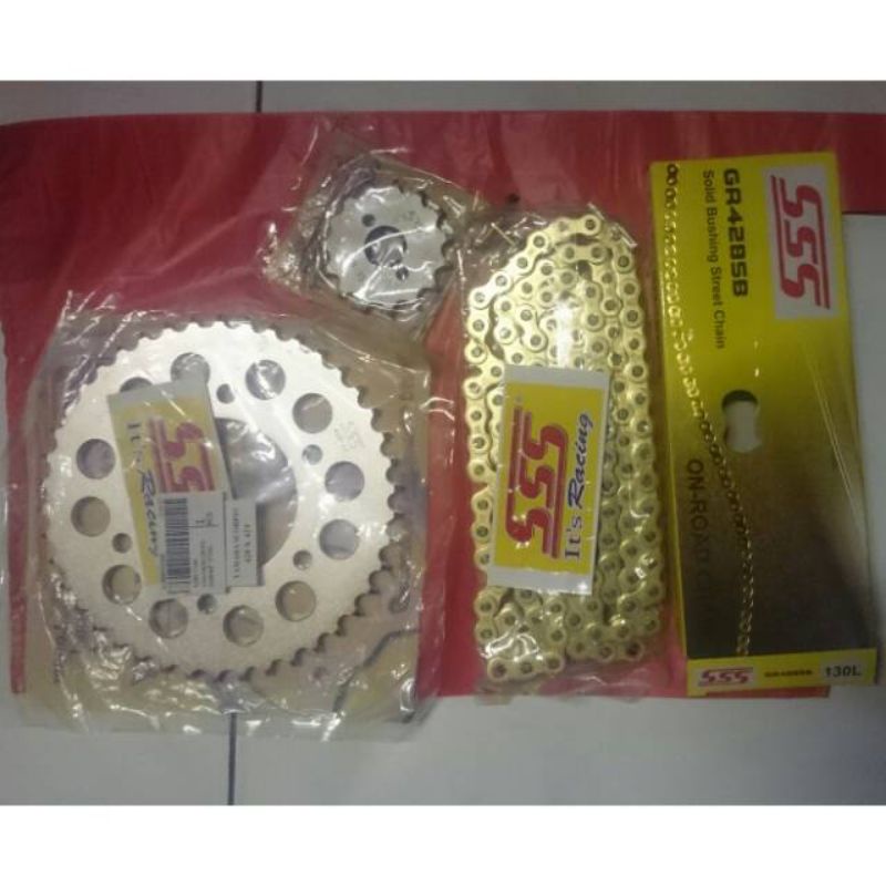 Gear set sss rantai gold 428 buat motor jupiter z -mx King vega z -zr rx King