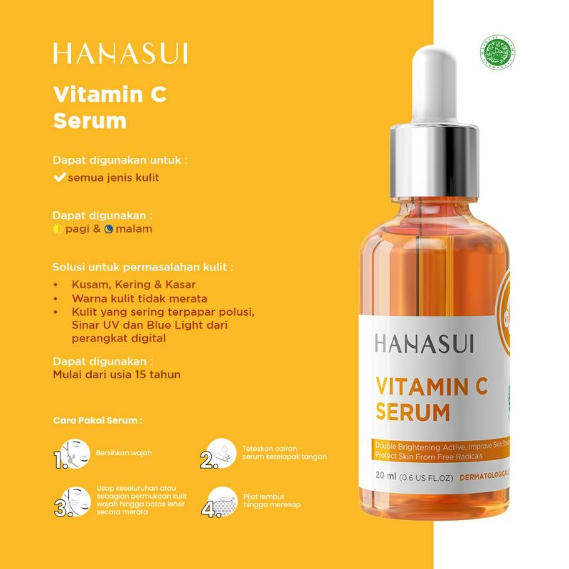 HANASUI Serum Vitamin C 20ml Renew (Orange)/SERUM WAJAH/ SERUM HANASUI/ SERUM PENCERAH