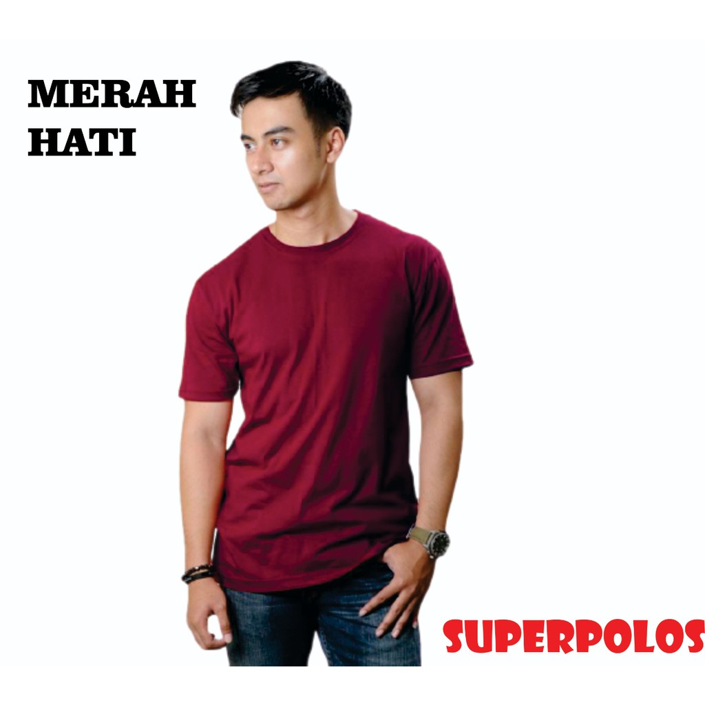 MERAH HATI PENDEK DEWASA KAOS POLOS COMBED 30s KATUN PRIA & WANITA - PLS