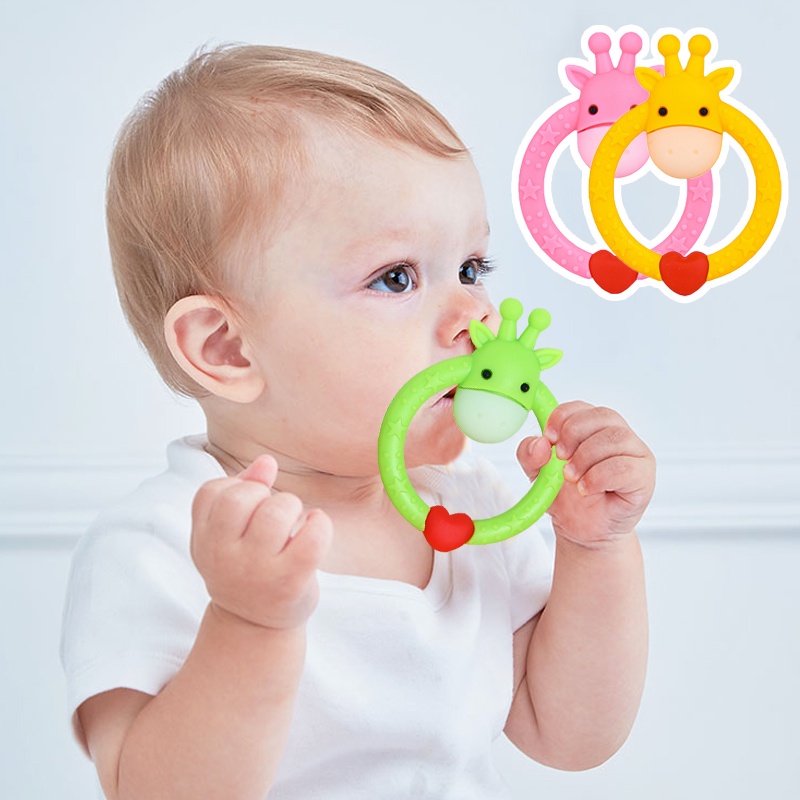 Gigitan bayi motif jerapah Teether bayi bahan silikon BPA free/C 278