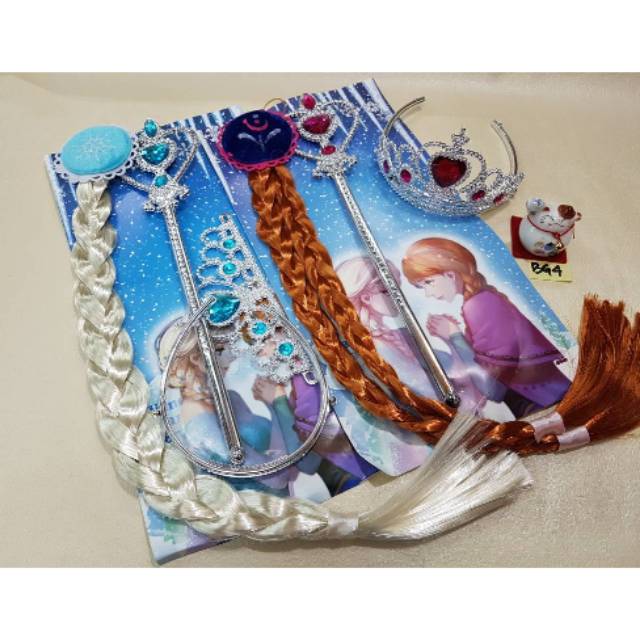 Tongkat Peri Rambut  Kepang  Mahkota Frozen  Anna dan Elsa  