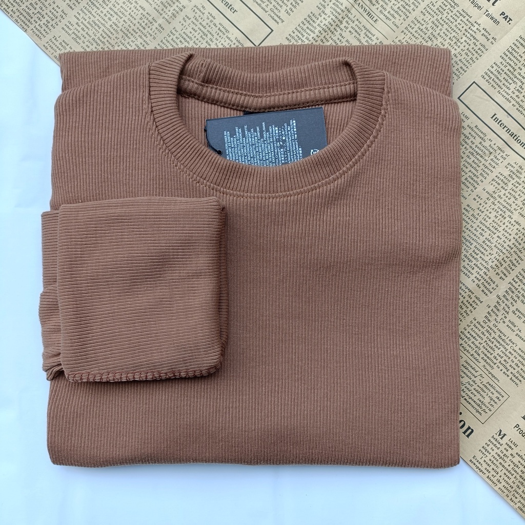 PART II Kaos Rib Premium / Kaos Grosir / Kaos Rib Premium Tebal / Kaos Lengan Panjang Termurah-Coklat milo t
