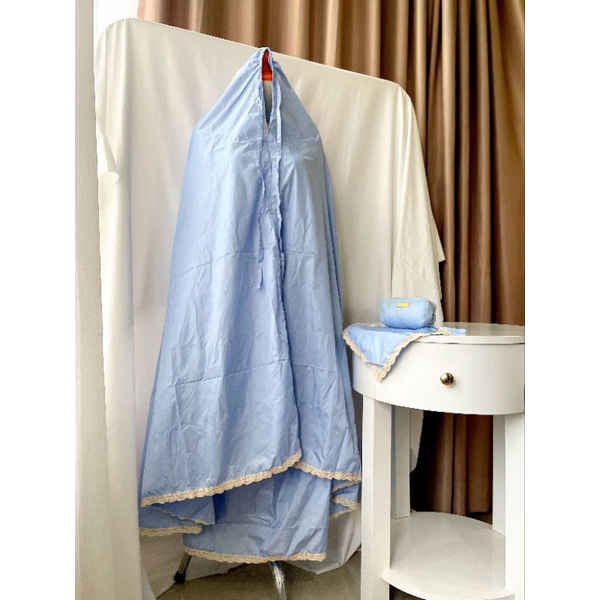 (PASTEL BLUE) MUKENA TRAVELING 2IN1 Kecil dan Ringan - Parasut Resleting - GYFDA.LIFE