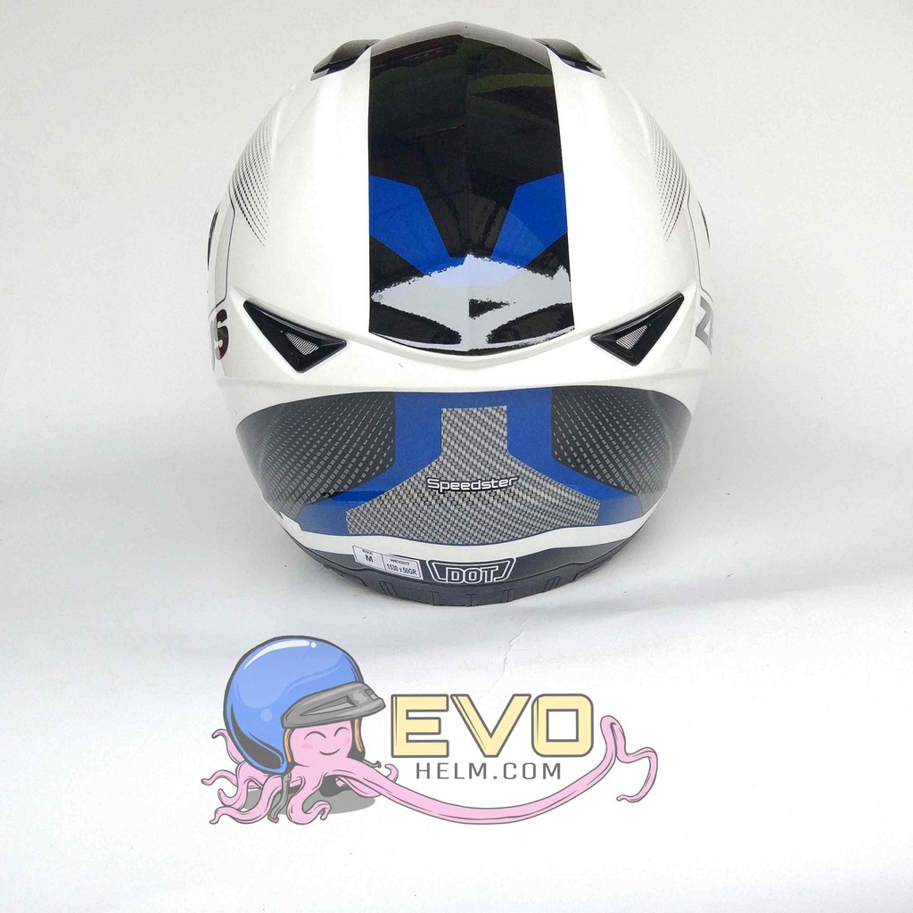 HELM ZEUS FULL FACE WHITE AL6 BLUE - FREE SMOKE VISOR ZEUS ORIGINAL ( ONGKIR 2KG )