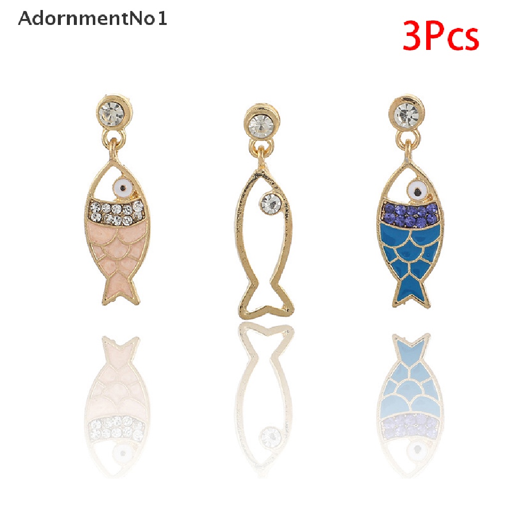 (AdornmentNo1) 3pcs / Set Anting Tusuk Gantung Desain Ikan Laut Hias Kristal Gaya Bohemian Untuk Wanita