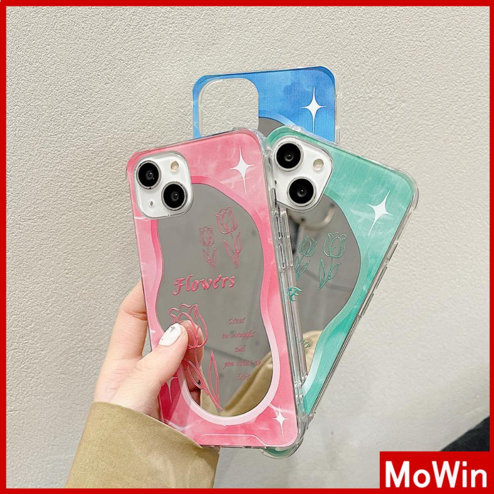 iPhone Case Acrylic HD Mirror Laser Airbag Shockproof Protection Camera Cute Line Rose Flower Compatible For iPhone 11 iPhone 13 Pro Max iPhone 12 Pro Max iPhone 7 Plus iPhone xr