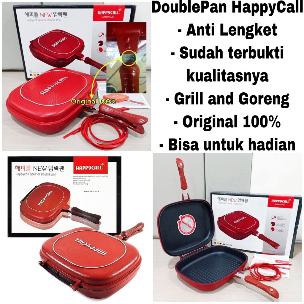 Happy Call Double Pan Jumbo 32 Cm - Korea Double Pan - BONUS Karet Cadangan Bayar Ditempat