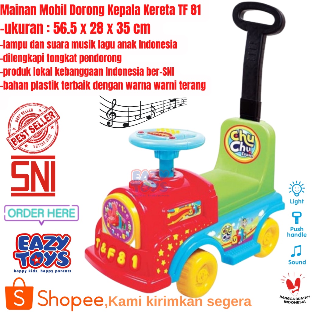 Mainan Mobil Dorong Anak Ride On TF 81 Model Locomotif Fitur Lampu Musik dan Dorongan