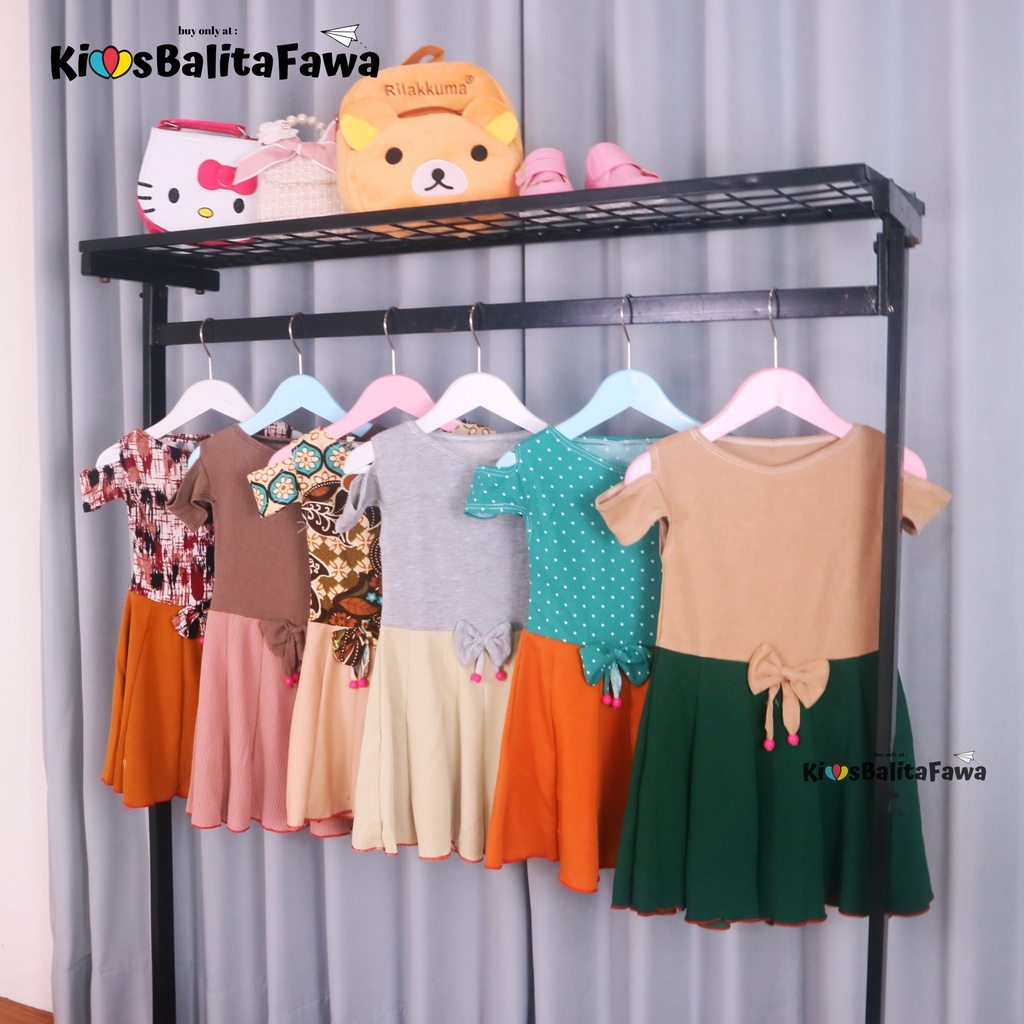 Dress Kanaya uk 1-5 Tahun / Dres Anak Perempuan Motif Baju Cewek Lengan Pendek Model Gaun