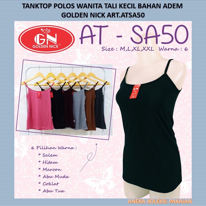 Tanktop Polos Wanita / Tank top Kaos Dalam Perempuan Tali Kecil Golden Nick art.ATSA50 COD Aneka Koleksi Pakaian-4