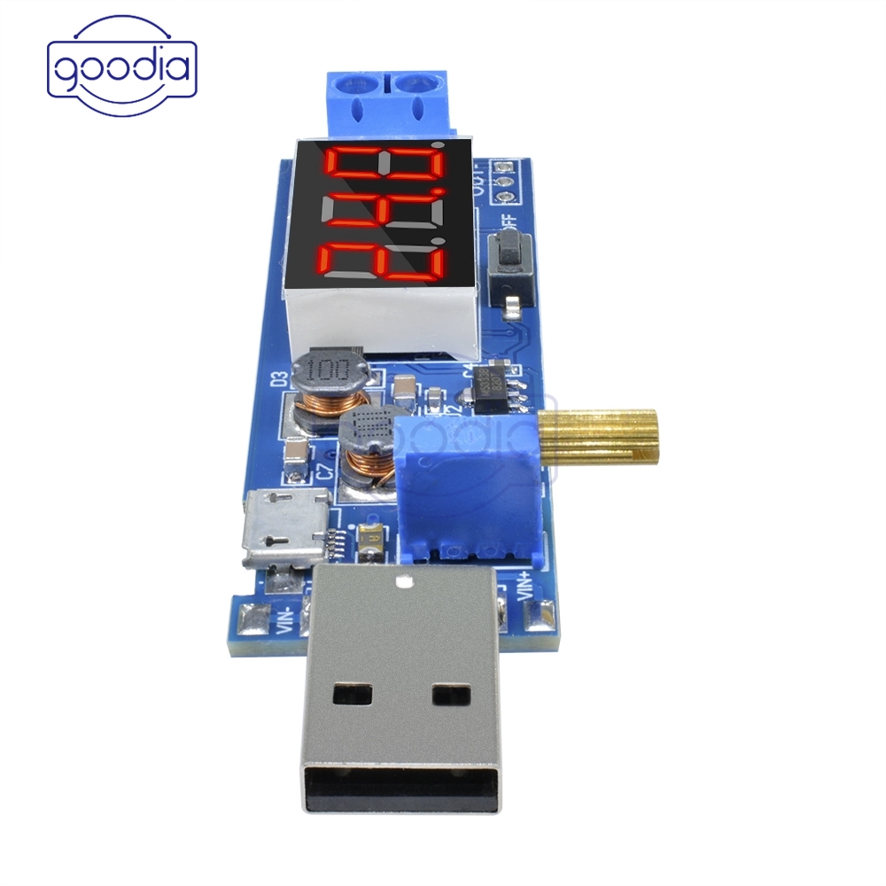 Modul Konverter Dc-Dc Usb Step Up/Down Adjustable 5v Ke 1.2v-24v Untuk Power Supply