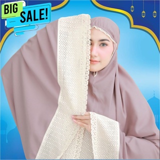 mukena adara katun polos renda bali jumbo dewasa premium murah renda rajut