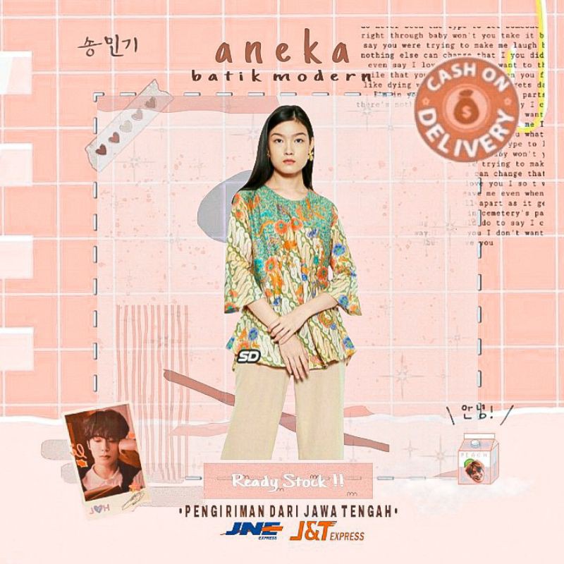 ATASAN BATIK WANITA BLOUSE KONDANGAN KERJA KANTOR WARNA HIJAU MUDA UNGU LILAC PINK ORANGE BIRU